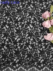 3D 57インチの黒の柔らかいHandfeelの花の束ねられたレースの生地