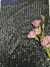 49"イブニング・ドレスのための黒いテュルのスパンコールの刺繍のメッシュ生地