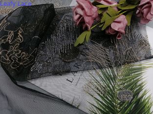 Ecoの友好的で幾何学的なライン着色された刺繍の生地