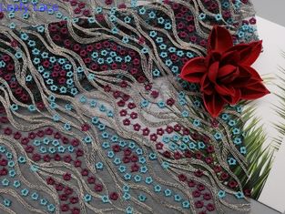49インチは3D女性の服のための花の贅沢なレースの生地を着色した