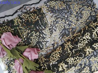 125CM党黒によって刺繍されるスパンコールのメッシュ生地