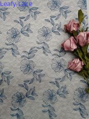 青いボイルはレースの生地の花のテュルの網を刺繍した