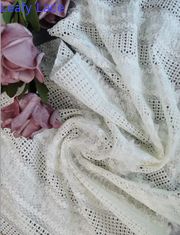 白い花嫁の刺繍されたレースの生地の優雅な婚礼衣裳の服の生地