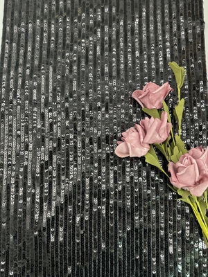 49'' Black Tulle Sequin Embroidery Mesh Fabric For Evening Dress
