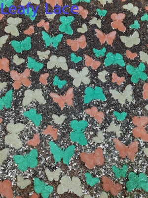 Piece Dye Flower Sequin Embroidered Fabric For High-End Fashion Designers