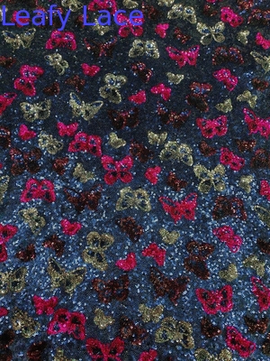 Piece Dye Flower Sequin Embroidered Fabric For High-End Fashion Designers