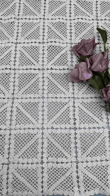 100% Cotton Ivory GEO High Quality Embroidered Lace Fabric Full Width For Fashion Women Clothing