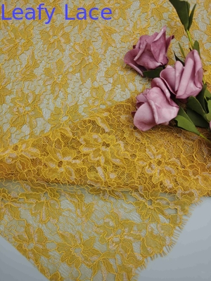 Soft Handfeel High Quality Floral Pattern Golden Metallic Lace Fabric With Eyelash Scallop For Women Fashion Dress