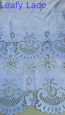 Laser Cut Embroidery Fabric Light Blue Poly Grpund Embroidered Eyelet Fabric For Garment Brands