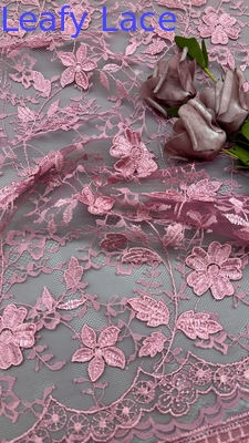Leafy Flower Sequin Embroidery Lace Fabric For Wedding Garment