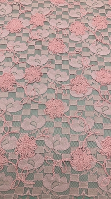 Leafy Pink Plaid Embroidery Durable And Elegant Luxary Knit Embroidery Fabric Lace Fabric Wedding Birthday Occasions Sequin Plaid Beaded Fabric