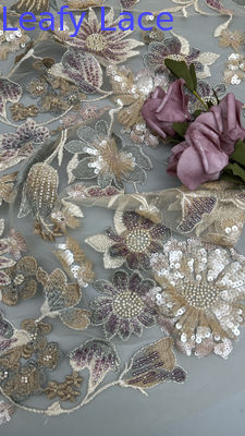 Evening Dresses Polyester Beaded Embroidery Fabric Sequin Lace Spandex