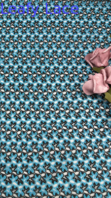 Cotton Embrroidered Fabric Blue And White Knitted Hollow-up For New Collection For Gowns