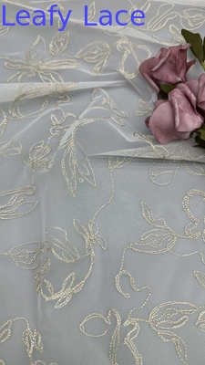 French Tulle Lace With Embroidered Thread Ultra-Fine Mesh For Sheer Elegance With Subtle Shine