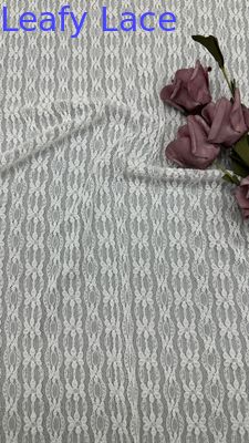 Leafy White Lace Embroidered Fabric New Collection Baroque Floral Patterns For Regal And Romantic Sweet Gowns