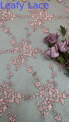Embroidered Lace Fabric Colorful Floral Mesh Polyester for Wedding Evening Dresses