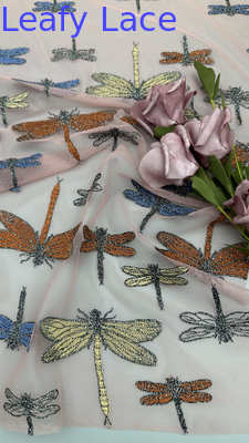 Butterfly Embroideded Chinese Culture Luxary Gufen Breathe Fabric For Show Gowns