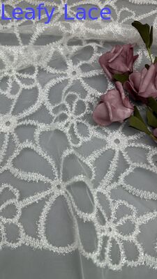 Embroidered Lace Mesh Fabric Design Metallic Flower Customized Party And Wedding for Gowns