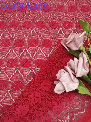 Red Color Four Leaf Clover Lace Fabric Customized Embroidered Pure Lace Fashion Apparel