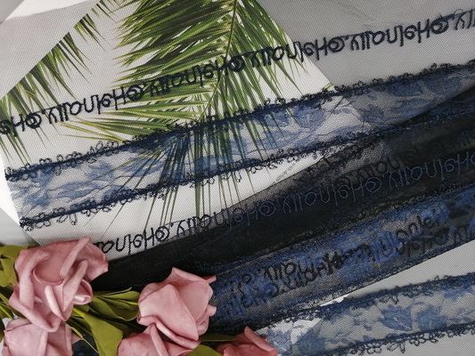 Navy Letter Crochet Lace Fabric