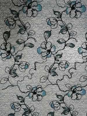 Floral Lace Mesh Green Colored Embroidery Fabric Evening Dress Fabric