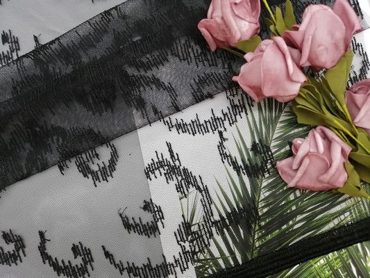 100 Yards 125CM Tulle Mesh Crochet Black Embroidered Lace Fabric