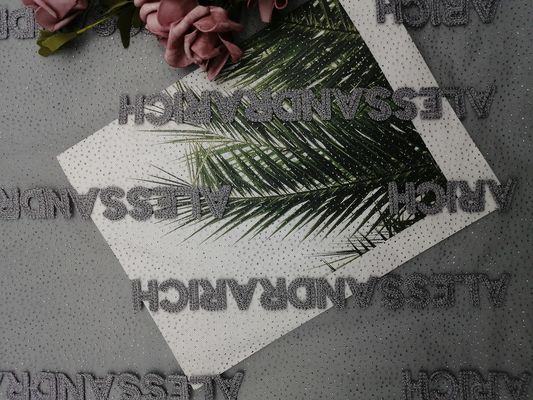 Grey Glitter Embroidery Foil Mesh Fabric For Lady Evening Dress