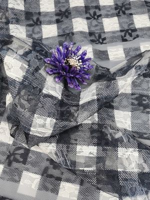 Plaid Pattern Embroidery Striped Lace checkered print fabric