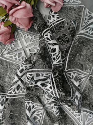 Geo Diamond Tulle Embroidered Lace Fabric Curtain Cloth