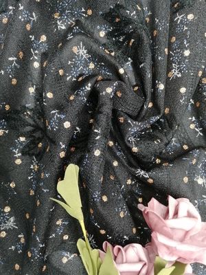 Bonded Lace Fabric  Foil Printed Fabric  bonding embroidery with maple leaf