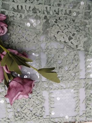ODM Green Transparent Sequin Crochet Lace Fabric Corded Mesh