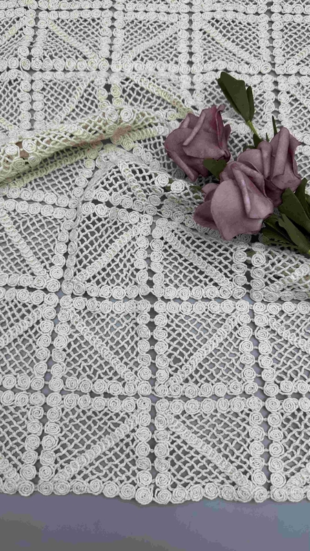 100% Cotton Ivory GEO High Quality Embroidered Lace Fabric Full Width For Fashion Women Clothing