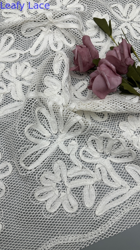Cotton Mesh Embroidery With Floral Pattern Sustainable Fabric Full-Width Fabric For Spring And Summer