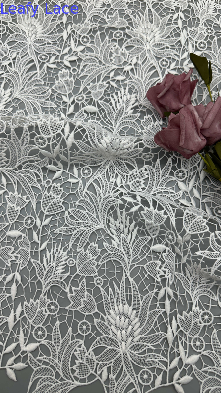 Laser Lace White Luxury Embroidery Elegant Luxary knit Flower Embroidery Fabric Lace Fabric Wedding Birthday Occasions Hight Quality For Ladies Fabric