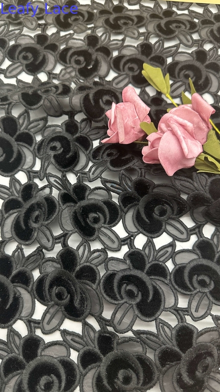 Leafy Hollow-Up Embroidered Lace Fabric Fabric Customized Color