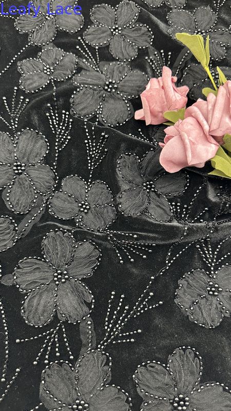 Beaded Embroiderey 3D Floral Lace Fabric Embroidered Fabric Elegant And Breathe Sequin Lace Fabric Luxury Occasion Fabric