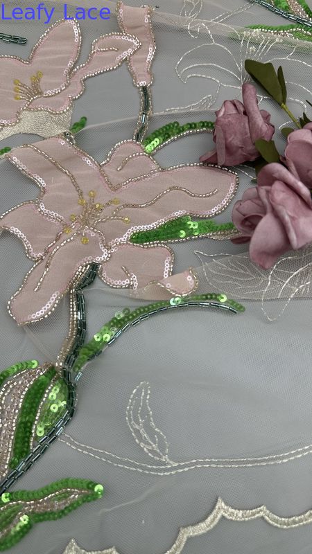 Embroiderey Lace Fabric Beaded Sequin Floral Elegant And Breathe Sequin Lace Fabric Luxury Occasion Fabric