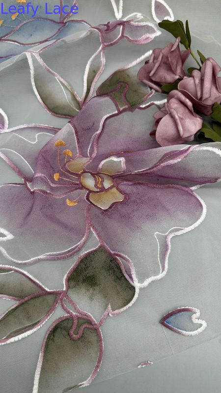 Printed Lece Mesh Fabric Lightweight Sheer Perfect Embroidered for Bridal Gowns Embroidered Lace Fabric