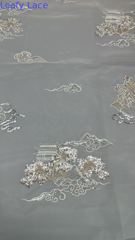 Tulle Mesh Fabric Lace Fabric Sequin Metallic New Collection for Garments Gowns and Fashion Design