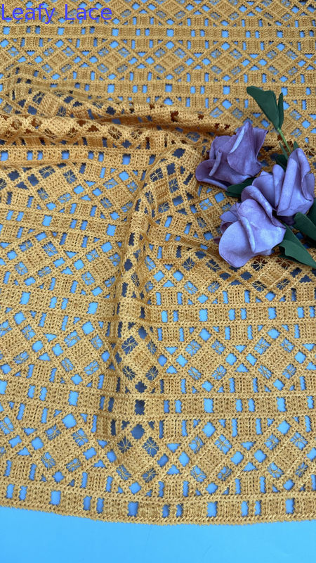 Corded Lace Fabric High Quality Elegant For Lady Yellow Pattern New Fashion for Garments Gowns