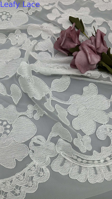 Leafy Tulle Lace With Embroidered Elegant And Breathe Mesh For Sheer Elegance With Subtle Shine