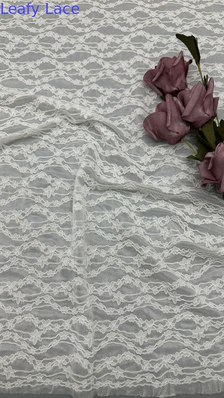 White Color Embroidered Lace For Elegant Floral Patterns 100% Polyester For Regal And Romantic Gowns