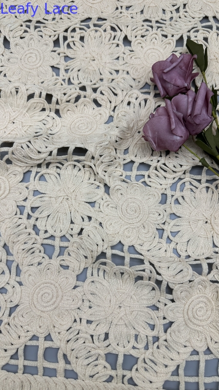 100% Polyester Lace Fabric Plaid Elegant for Party Gowns / Garment
