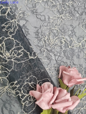 Dressmakingのための刺繍された葉が多い3D花のレースの生地OEKO TEXの標準100