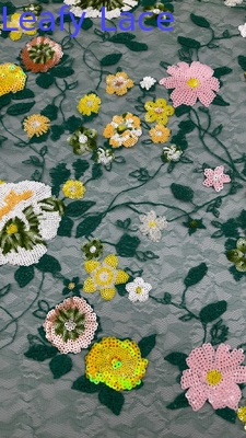 鮮やかな花 ローズ フラワー シーキン 刺身 織物 DIY ドレス