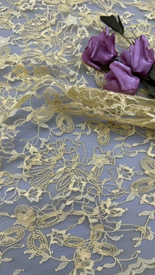 黄色 耐久 優雅 な 刺身 贅沢 な 花 刺身 織物 蕾丝 織物 結婚 誕生日