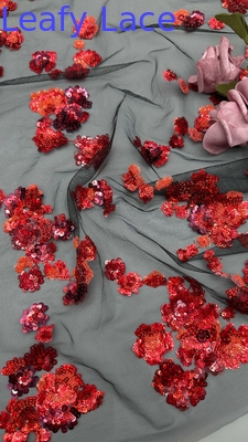 新しいコレクション レッド・セキーン 刺?? 蕾の織物 3D 花のエレガント 結婚式の刺?? 織物