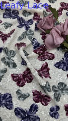 バタフライ スパンコール 刺繍 生地 メッシュ レース 新コレクション 衣類 ガウン ファッションデザイン