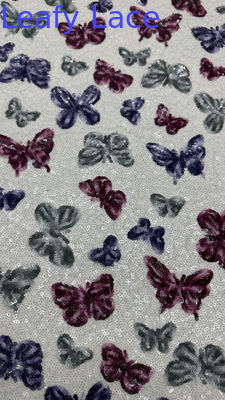 バタフライ スパンコール 刺繍 生地 メッシュ レース 新コレクション 衣類 ガウン ファッションデザイン