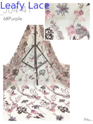 リーフィーイーストカルチャー スパンコール刺繍生地 3Dフローラルメッシュグラウンド レディースガウン用 ラグジュアリーファブリック